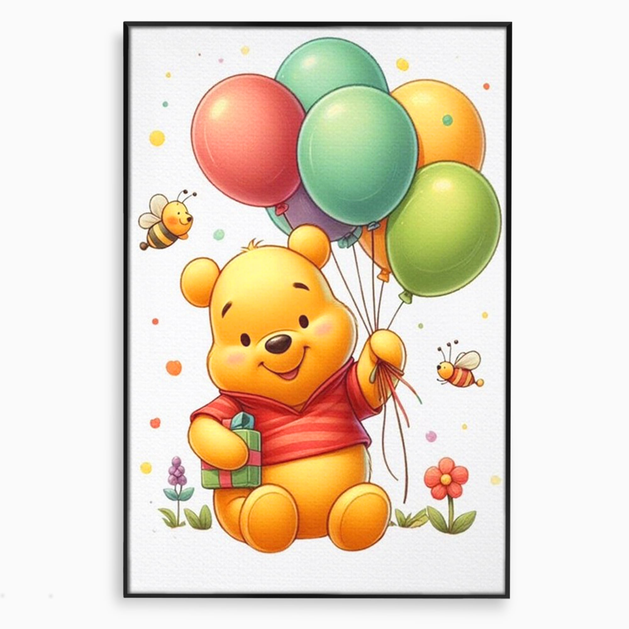 Tablou canvas cu tablou canvas cu winnie the pooh, in rama de aluminiu negru